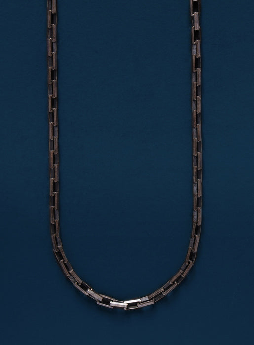 925 Oxidized Sterling Silver Long Box Rectangle Chain Necklace Necklaces WE ARE ALL SMITH: Men's Jewelry & Clothing.
