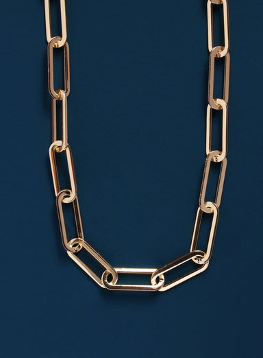 Large Clip 14k plated over 316L stainless steel chain Necklaces WE ARE ALL SMITH: Men's Jewelry & Clothing.   