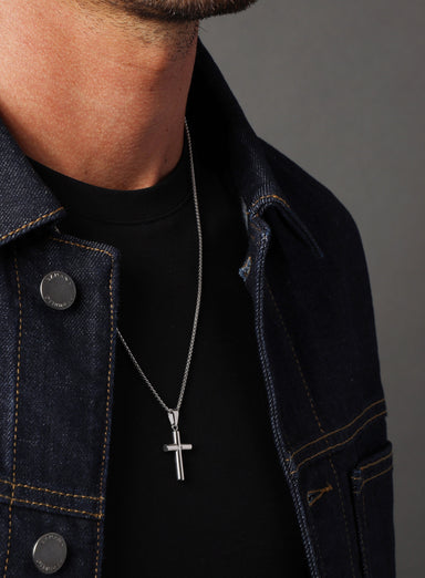 316L Stainless Steel Medium Bamboo Cross Necklace Necklaces WE ARE ALL SMITH: Men's Jewelry & Clothing.   
