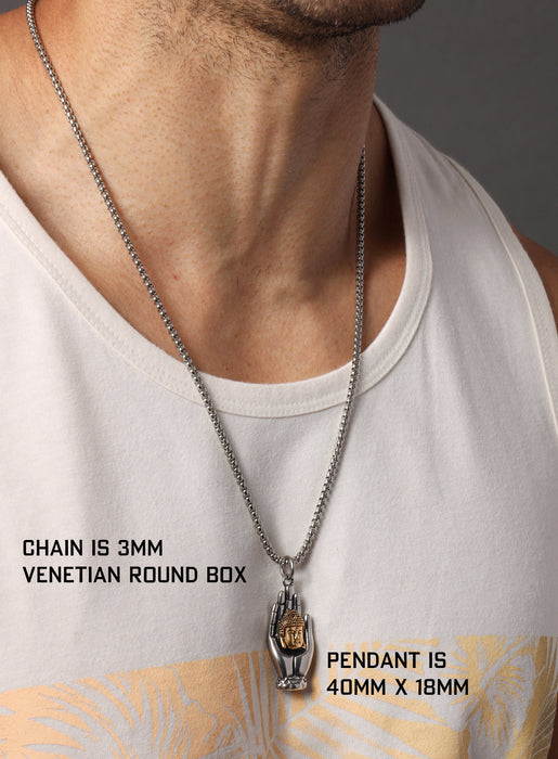 Buddha Palm Pendant Men's Necklace Gold and Silver Necklaces WE ARE ALL SMITH: Men's Jewelry & Clothing.   