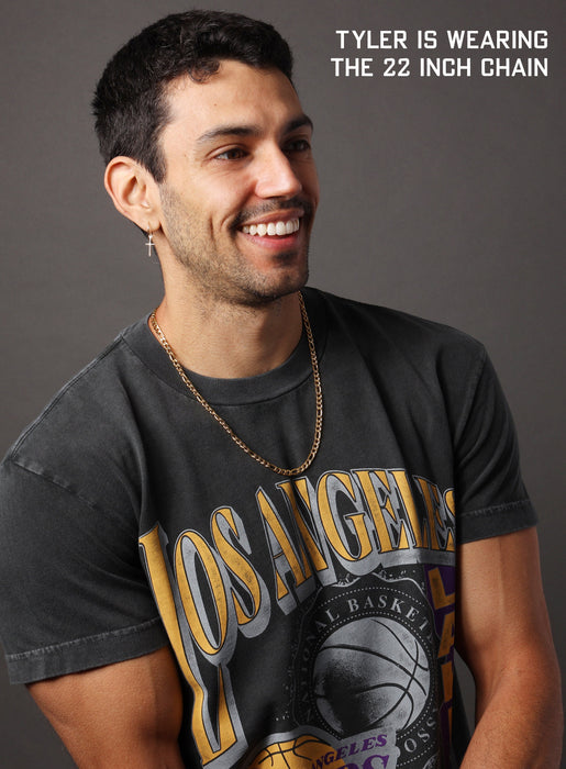 5mm wide Figaro link gold chain necklace Necklaces WE ARE ALL SMITH: Men's Jewelry & Clothing.   