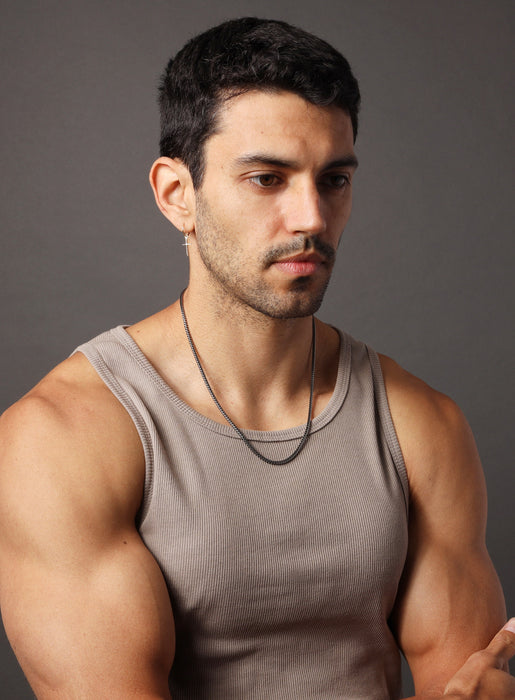 Franco style chain in OXIDIZED darkened stainless steel Necklaces WE ARE ALL SMITH: Men's Jewelry & Clothing.   