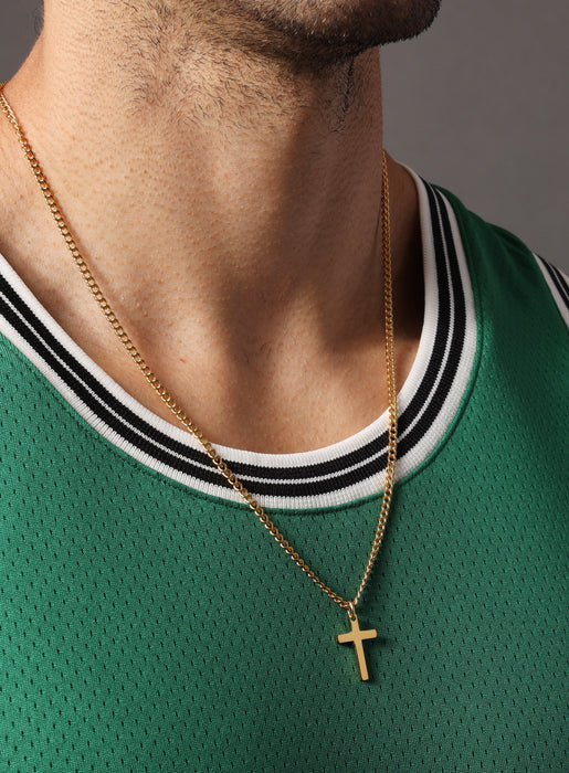 Gold Cross Cuban Chain For Men Necklaces WE ARE ALL SMITH: Men's Jewelry & Clothing.   