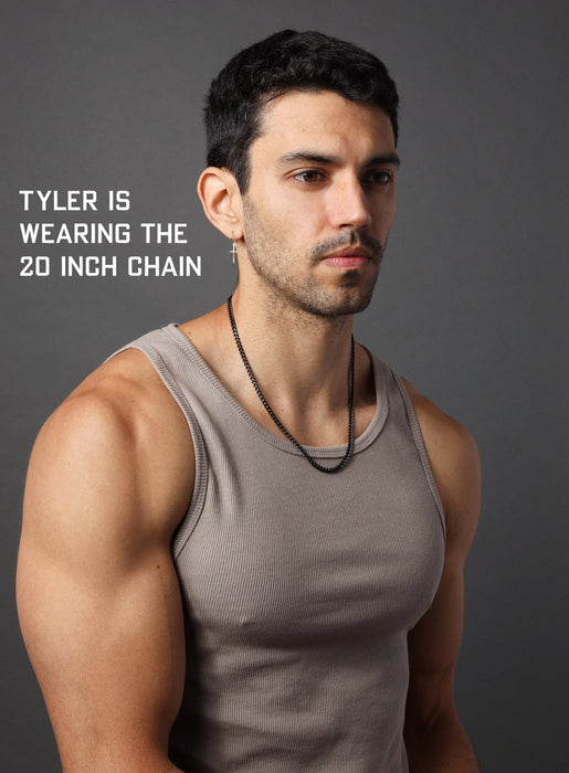 3.5mm black stainless steel cuban chain Necklaces WE ARE ALL SMITH: Men's Jewelry & Clothing.   