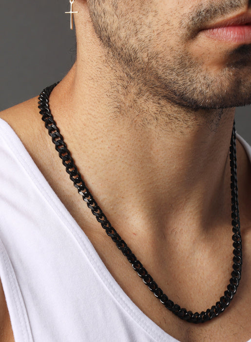 7mm Black Miami Cuban Chain for Men Necklaces WE ARE ALL SMITH: Men's Jewelry & Clothing.   