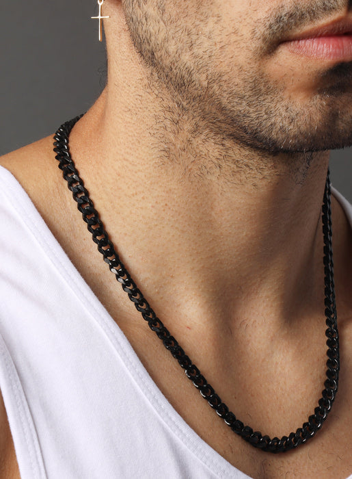 7mm Black Miami Cuban Chain for Men