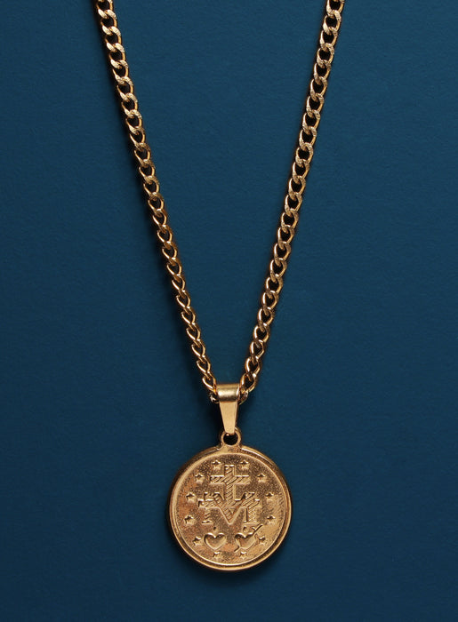 Round Virgen de Guadalupe 14k Gold plated necklace Necklaces WE ARE ALL SMITH: Men's Jewelry & Clothing.   