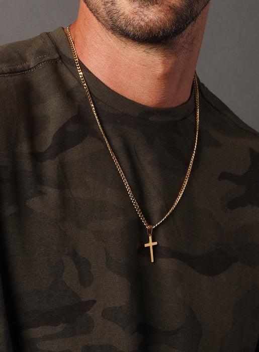 Cuban Chain Gold Cross Necklace for Men Necklaces WE ARE ALL SMITH: Men's Jewelry & Clothing.   