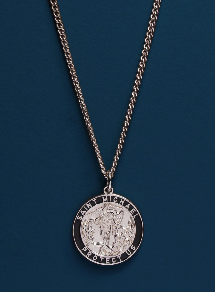 thumbnail image 2 of 925 Sterling Silver St. Michael The Archangel Pendant | Gold Plated Or Silver | Men's 2 of 3