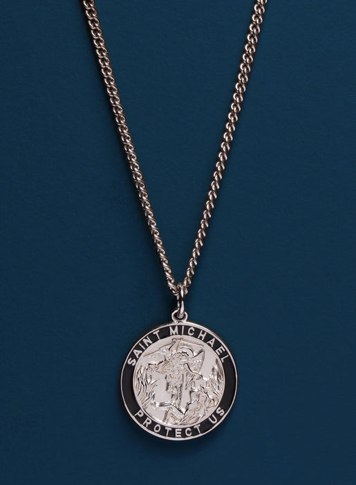 Sterling Silver 24.6x21 mm St. Michael Medal 24