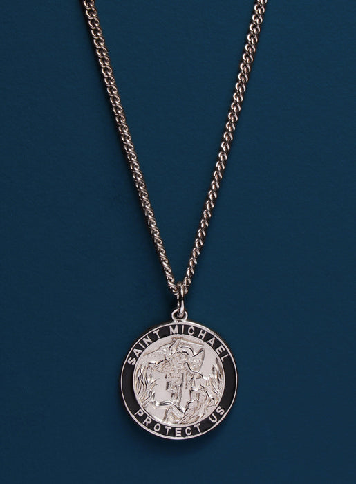Sterling Silver Saint Michael Men's Necklace - Main Image