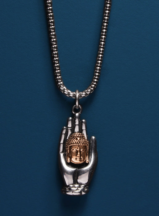 Buddha Palm Pendant Men's Necklace Gold and Silver Necklaces WE ARE ALL SMITH: Men's Jewelry & Clothing.   
