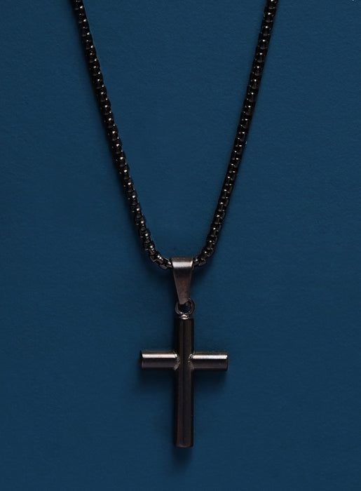 Black Stainless Steel Medium Cross Necklace  WE ARE ALL SMITH: Men's Jewelry & Clothing.   