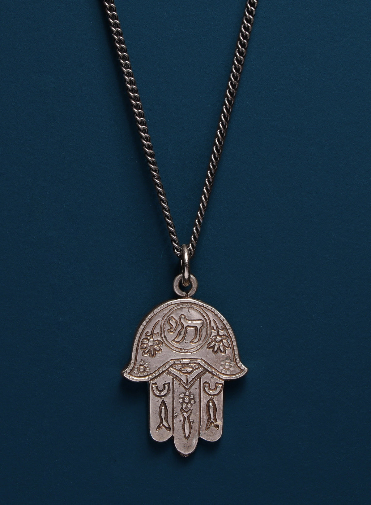 Hamsa Hand Necklace in 925 oxidized sterling silver — WE ARE ALL SMITH