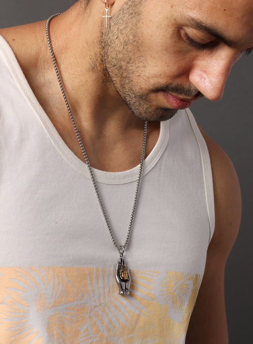 Buddha Palm Pendant Men's Necklace Gold and Silver Necklaces WE ARE ALL SMITH: Men's Jewelry & Clothing.   