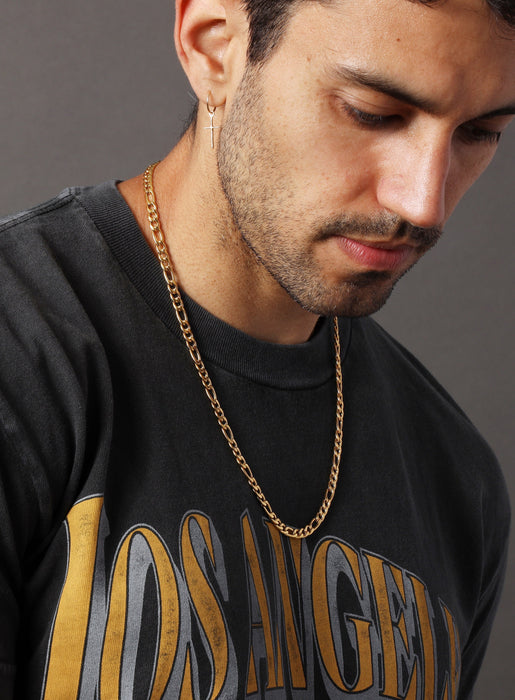 5mm wide Figaro link gold chain necklace Necklaces WE ARE ALL SMITH: Men's Jewelry & Clothing.   