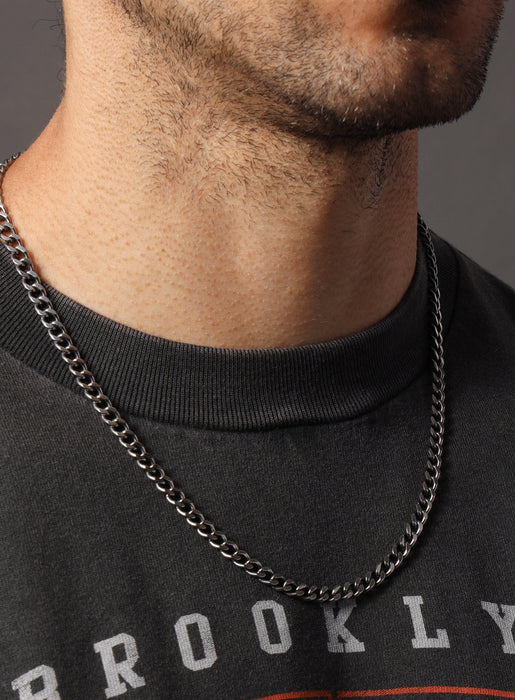 5.5mm Darkened Steel Cuban link chain Necklaces WE ARE ALL SMITH: Men's Jewelry & Clothing.   