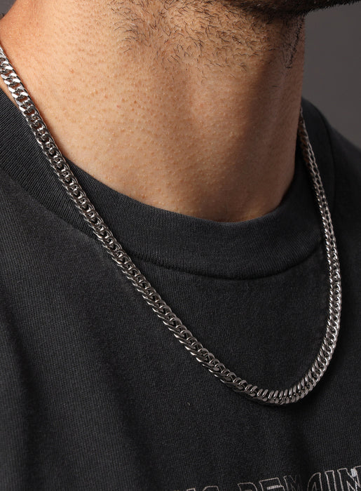 8mm Men's Stainless Steel Cuban Link Chain Necklace 20 Inches / Silver