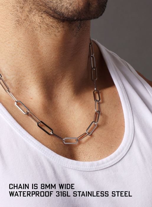 Classic Mens Necklace 316L Stainless Steel Silver Chain Color 18