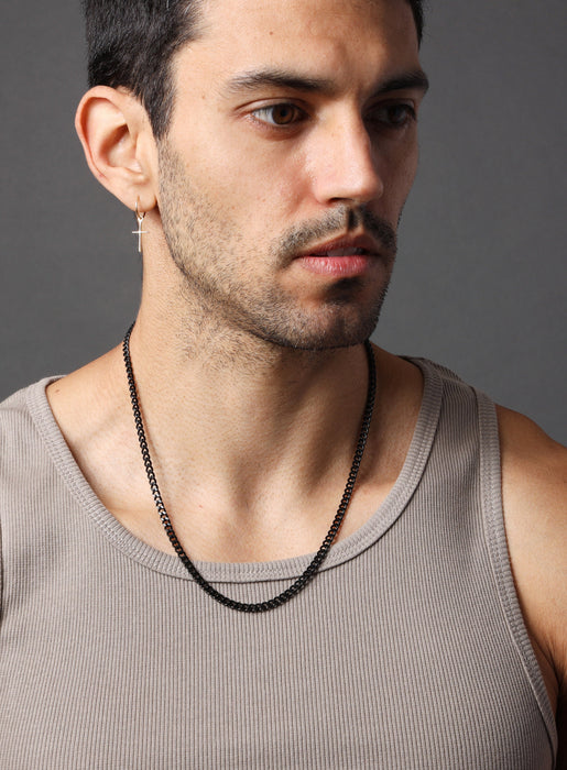 3.5mm black stainless steel cuban chain Necklaces WE ARE ALL SMITH: Men's Jewelry & Clothing.   