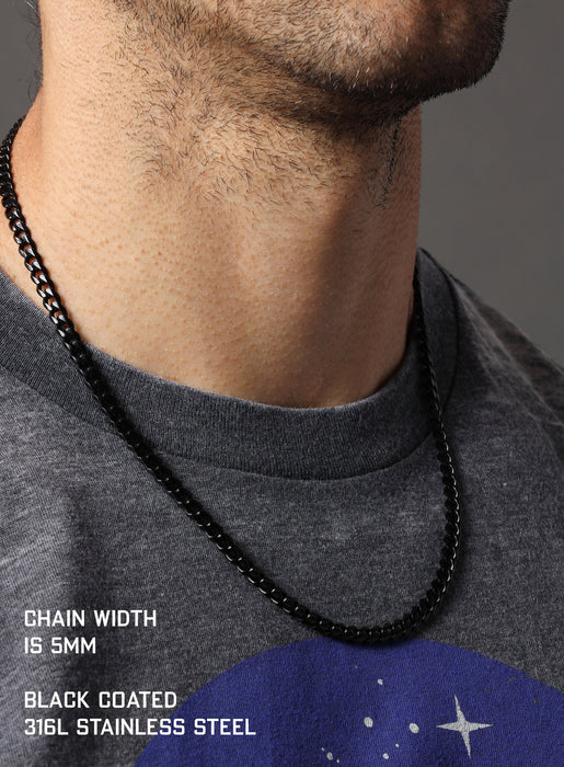 5mm wide Black Coated Stainless Steel Miami Cuban chain Necklaces WE ARE ALL SMITH: Men's Jewelry & Clothing.   