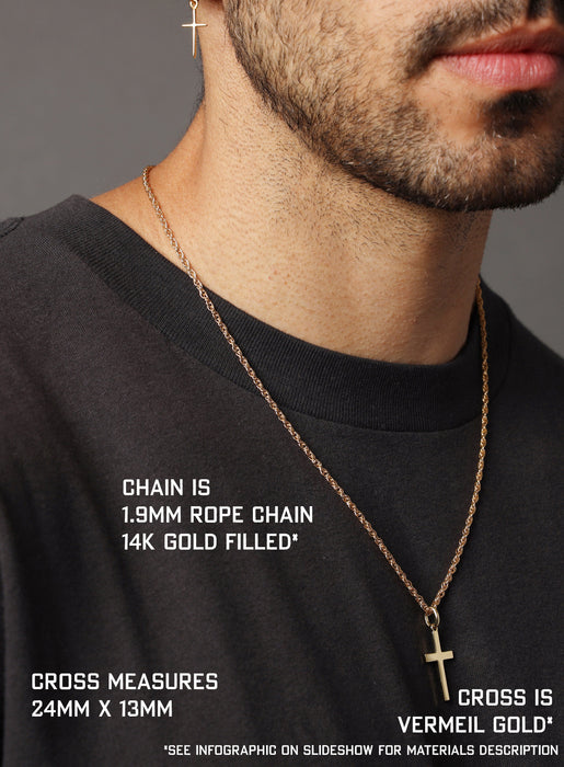 Mens 14kt gold cross necklace deals