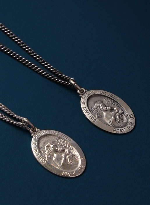 Lady or Perpetual Help Sterling Silver Oval Medal Necklace for Men Jewelry WE ARE ALL SMITH   