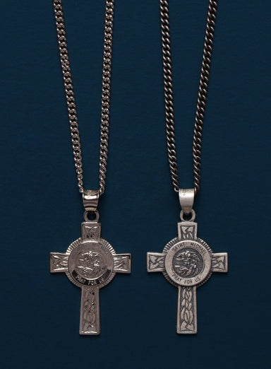 Saint Michael Cross Sterling Silver Pendant Necklace for Men Jewelry WE ARE ALL SMITH   