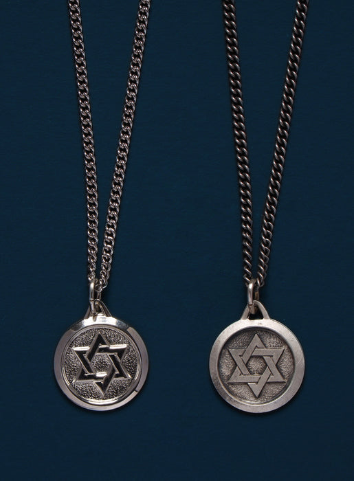Sterling Silver Star of David Round Medal Necklace for Men Jewelry WE ARE ALL SMITH   