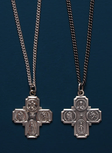 Sterling Silver Four Way Cross Pendant Necklace for Men Jewelry WE ARE ALL SMITH   