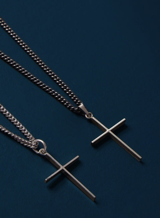 Minimalist Sterling Silver Cross Pendant Necklace for Men Jewelry WE ARE ALL SMITH   
