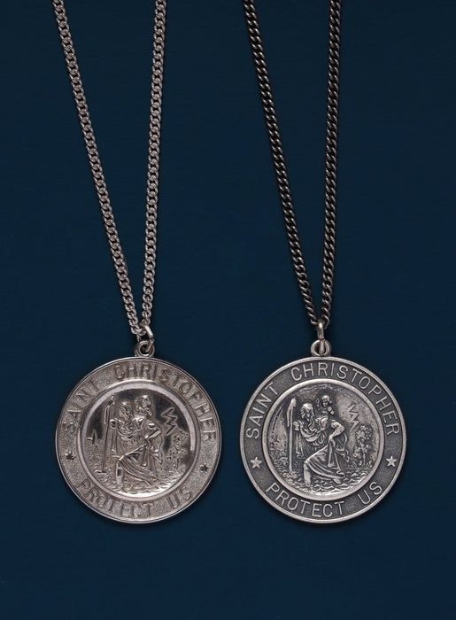 Extra Large Saint Christopher Round Shape Pendant Necklace for Men Jewelry WE ARE ALL SMITH   