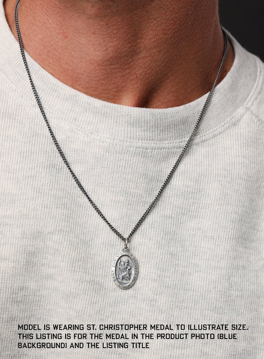 Saint Joseph Sterling Silver Oval Medal Necklace for Men Jewelry WE ARE ALL SMITH   