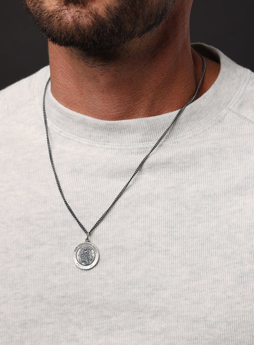 Guardian Angel "Protect Us" Sterling Silver Medal Neckalce for Men Jewelry WE ARE ALL SMITH   