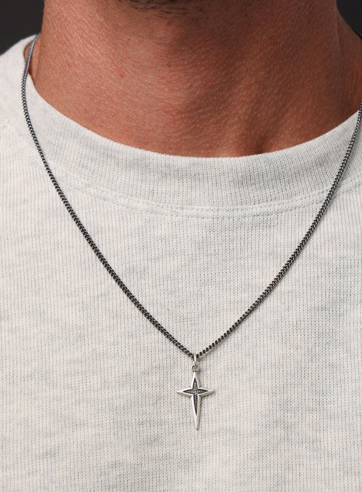 Sterling Silver North Star Cross Pendant Necklace Jewelry WE ARE ALL SMITH   