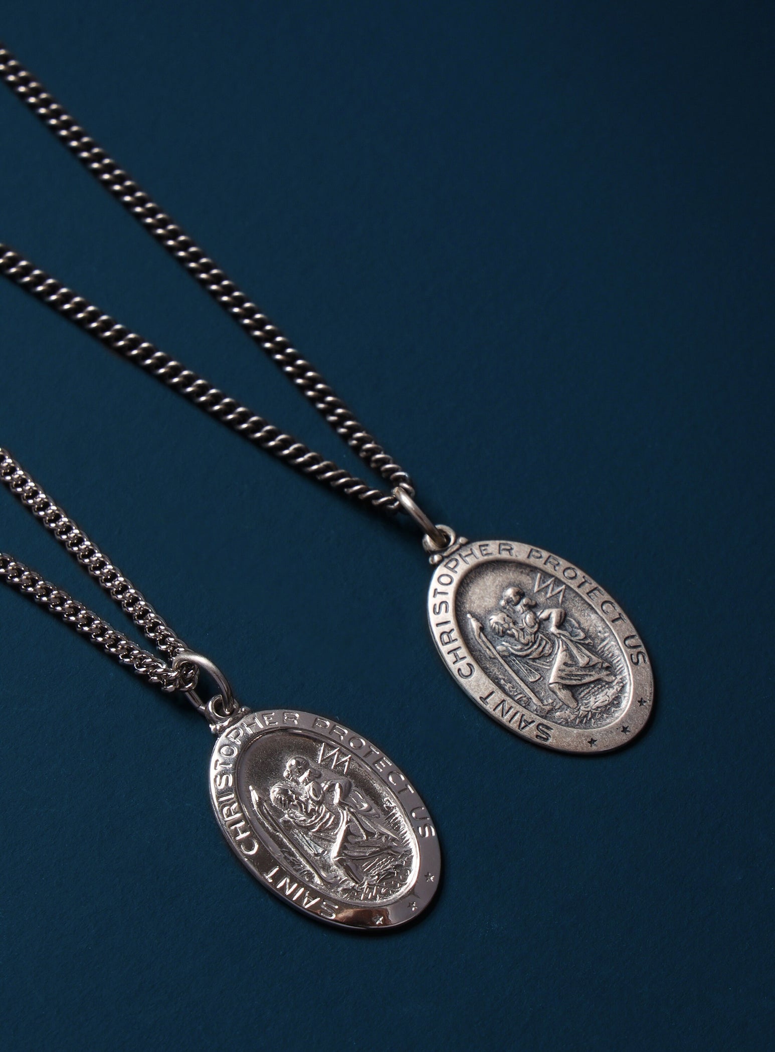 Saint Christopher Sterling Silver Oval Medal Necklace for Men — WE ARE ...