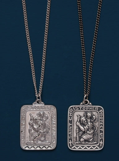 Saint Christopher Large Rectangular Medal Necklace for Men Jewelry WE ARE ALL SMITH   