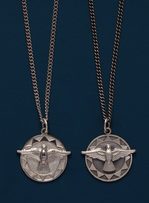 Holy Spirit Dove Cross Confirmation Pendant Necklace - 1.75 Inch Wood Cross With 32 Inch Cord