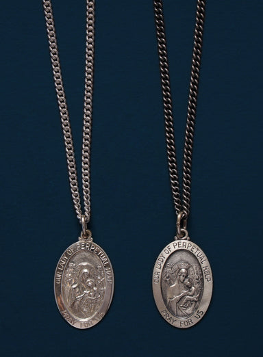 Lady or Perpetual Help Sterling Silver Oval Medal Necklace for Men Jewelry WE ARE ALL SMITH   