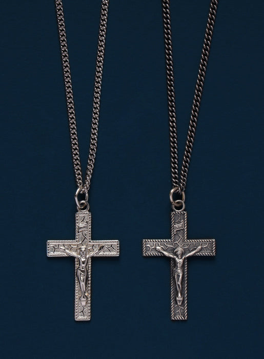 Sterling Silver Crucifix Cross Pendant Necklace for Men Jewelry WE ARE ALL SMITH   