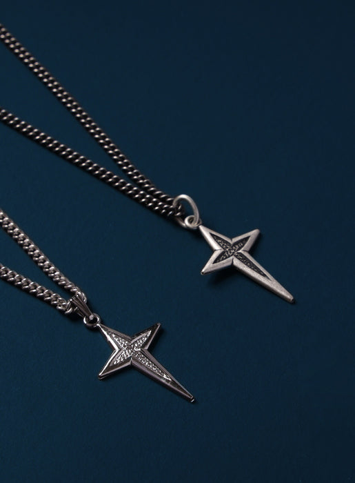 Sterling Silver North Star Cross Pendant Necklace Jewelry WE ARE ALL SMITH   