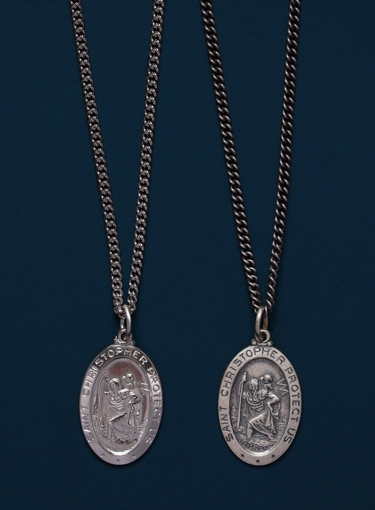 Saint Christopher Sterling Silver Oval Medal Necklace for Men — WE ARE ...