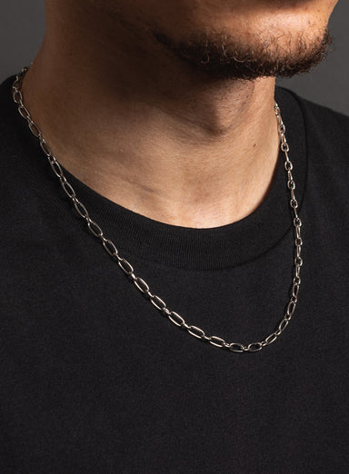 925 Oxidized Textured Elongated Sterling Silver Chain Necklace for Men — WE  ARE ALL SMITH