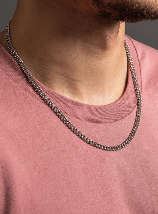 Men's Solid Curb Chain Necklace Stainless Steel 8mm 20