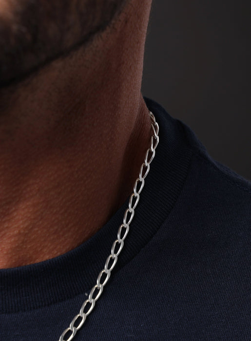 5mm Sterling Silver Oval Cable Bevel Chain Necklace for Men Necklace WE ARE ALL SMITH   