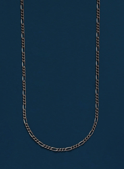2mm Gunmetal Sterling Silver Figaro Chain Necklace for Men Necklace WE ARE ALL SMITH   
