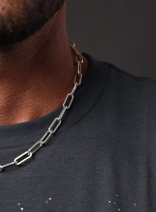 Large Clip Cable Link Sterling Silver Necklace Chain for Men — WE