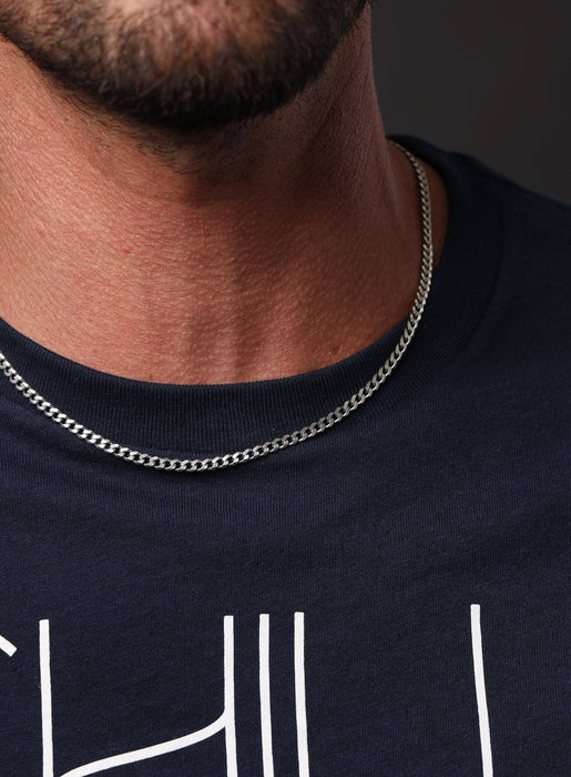 925 Sterling Silver Cuban Chain w/ Rhodium Coating Necklace WE ARE ALL SMITH   