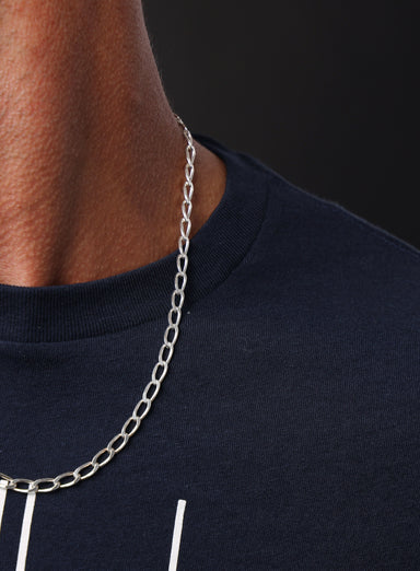 5mm Sterling Silver Oval Cable Bevel Chain Necklace for Men Necklace WE ARE ALL SMITH   