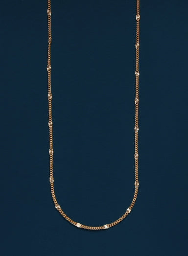 14k Gold Filled Curb Chain Necklace with Satellite Square Links Necklace WE ARE ALL SMITH   